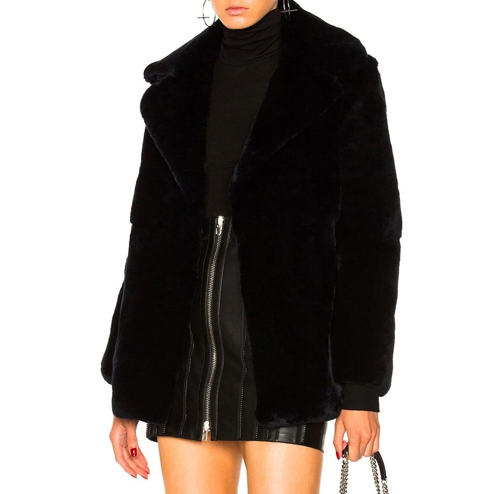 Blue Rabbit Fur Full-Length Jacket