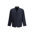 Blue Polyester Full-Length Jacket