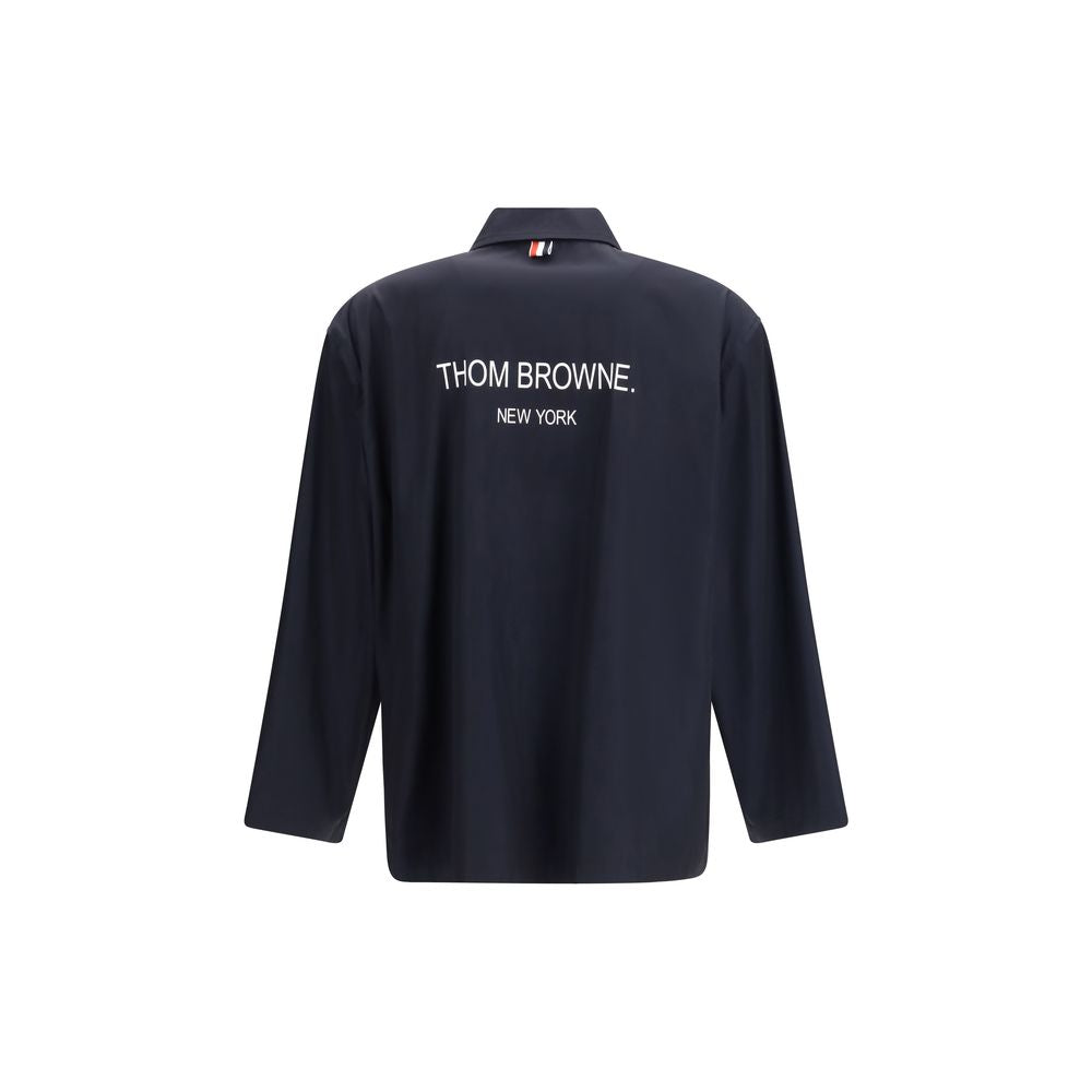 Blue Polyester Full-Length Jacket