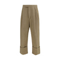Beige Cotton Casual Pants