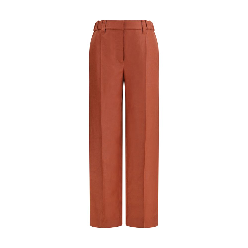 Red Linen Casual Pants