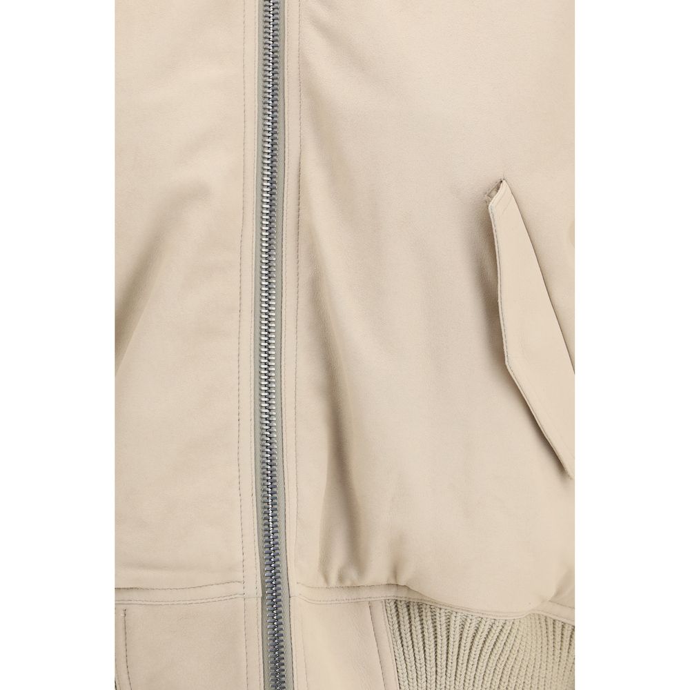 Beige Lamb Ovis Aries Bomber