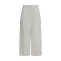 White Cotton Casual Pants