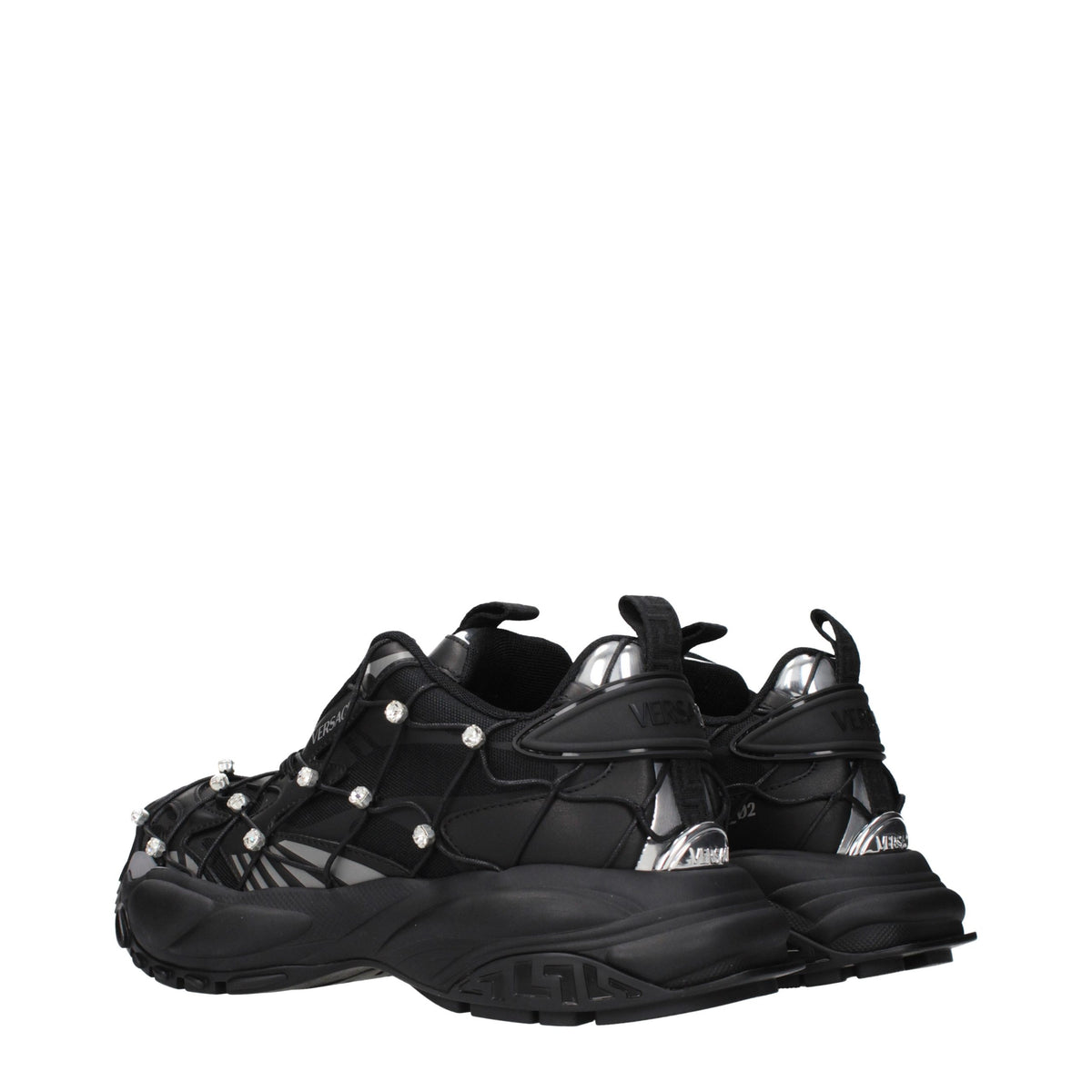 Black Fabric Chunky Sneakers
