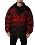 Red Black Reversible Animal Print Puffer Coat Jacket