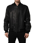 Black Leather Full Zip Men Biker Jacket