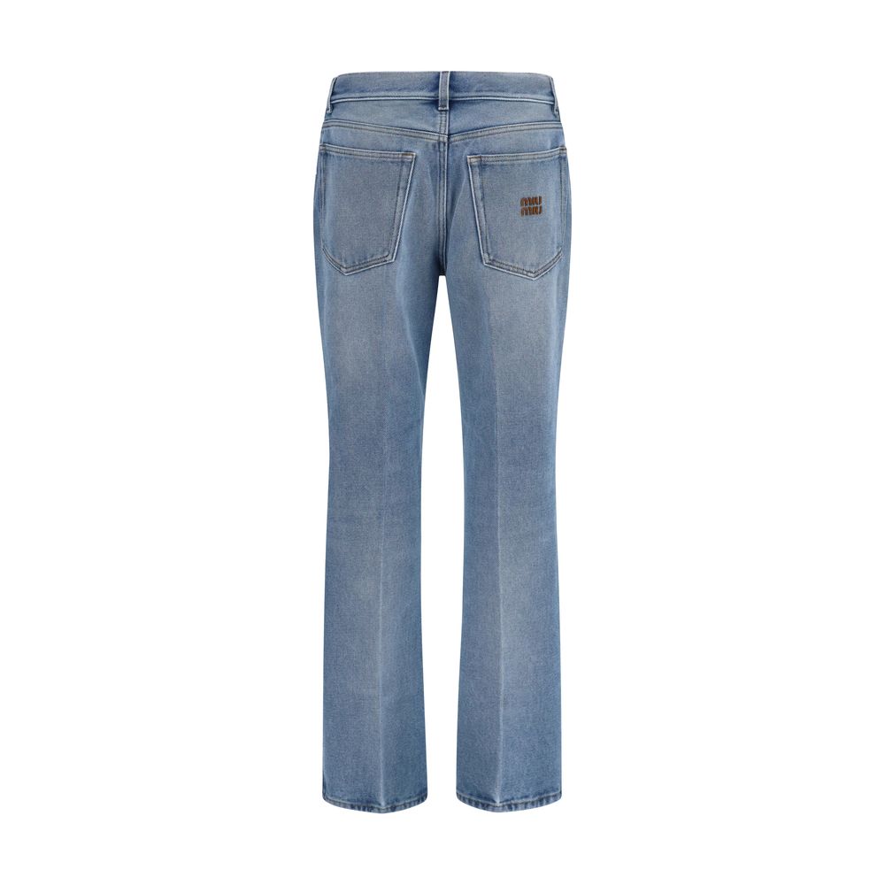 Blue Polyester Relaxed Fit Jeans