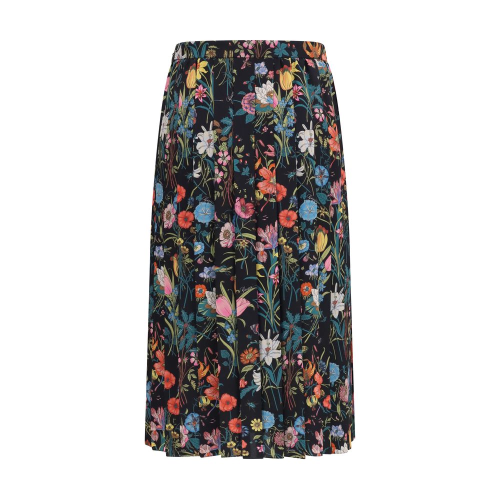 Multicolor Silk Midi Skirt