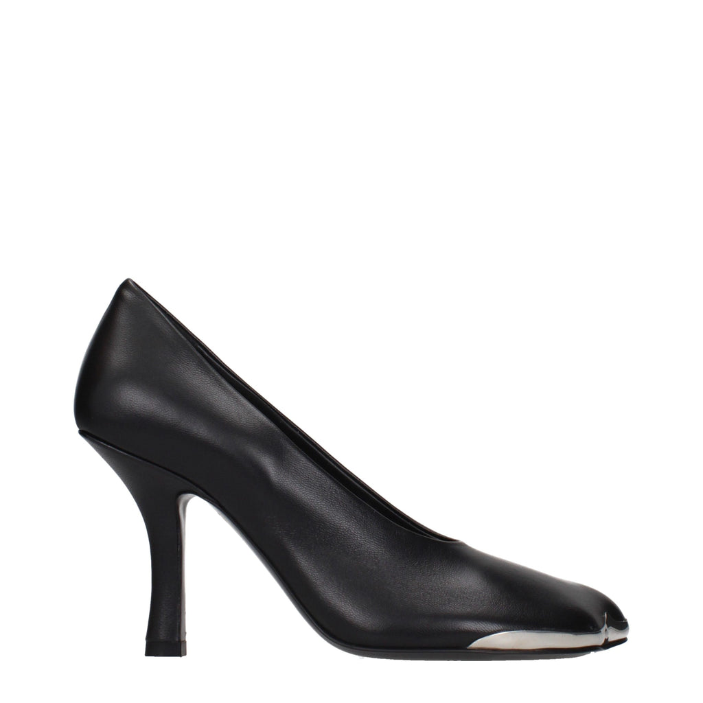 Black Leather High Heel Pumps