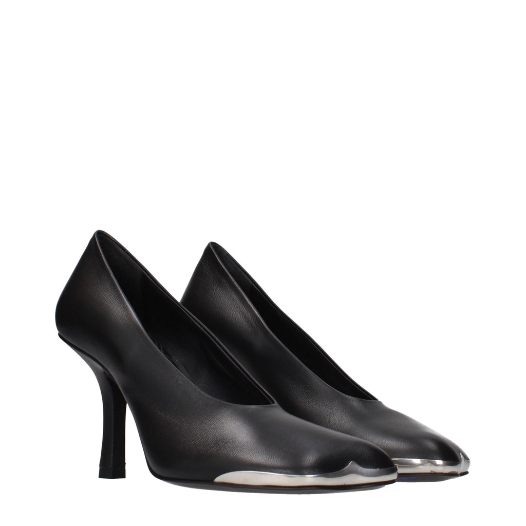 Black Leather High Heel Pumps
