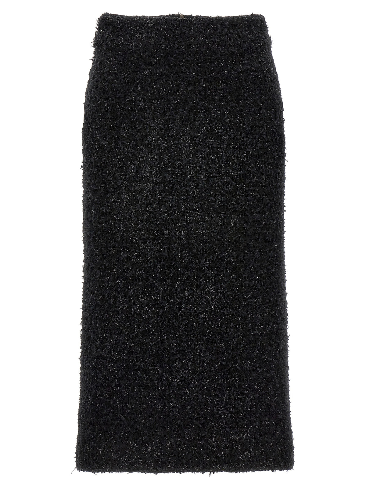 Black Cotton Midi Skirt