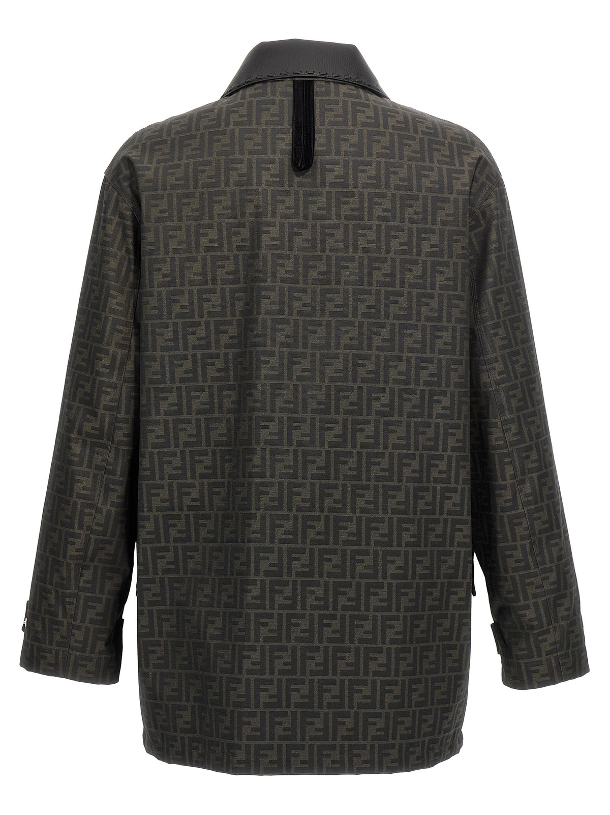 Brown Polyester Full-Length Jacket
