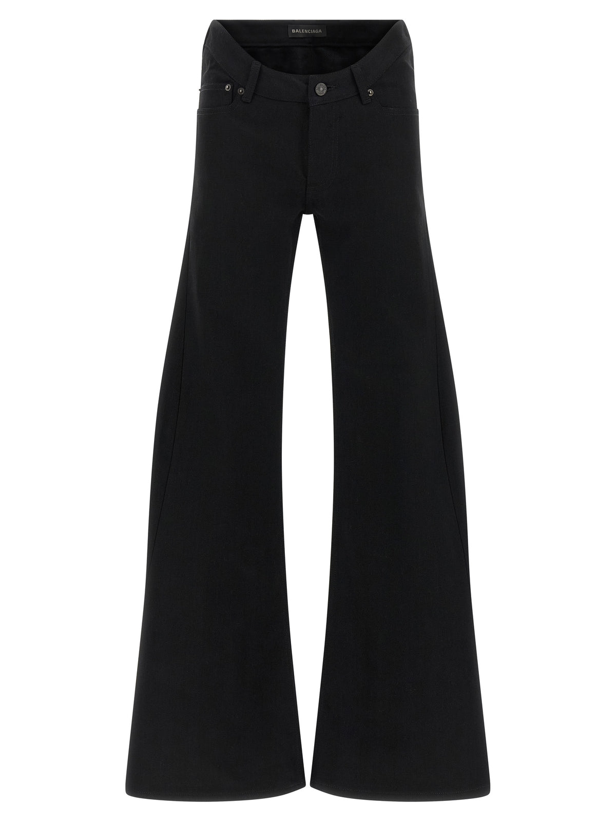 Black Cotton Flared Jeans