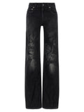 Black Cotton Flared Jeans