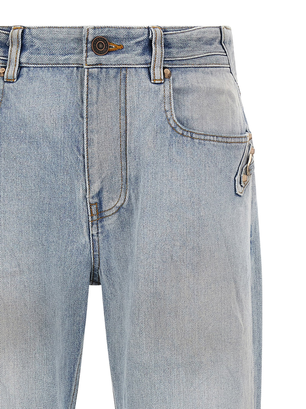Blue Cotton Straight-Leg Jeans