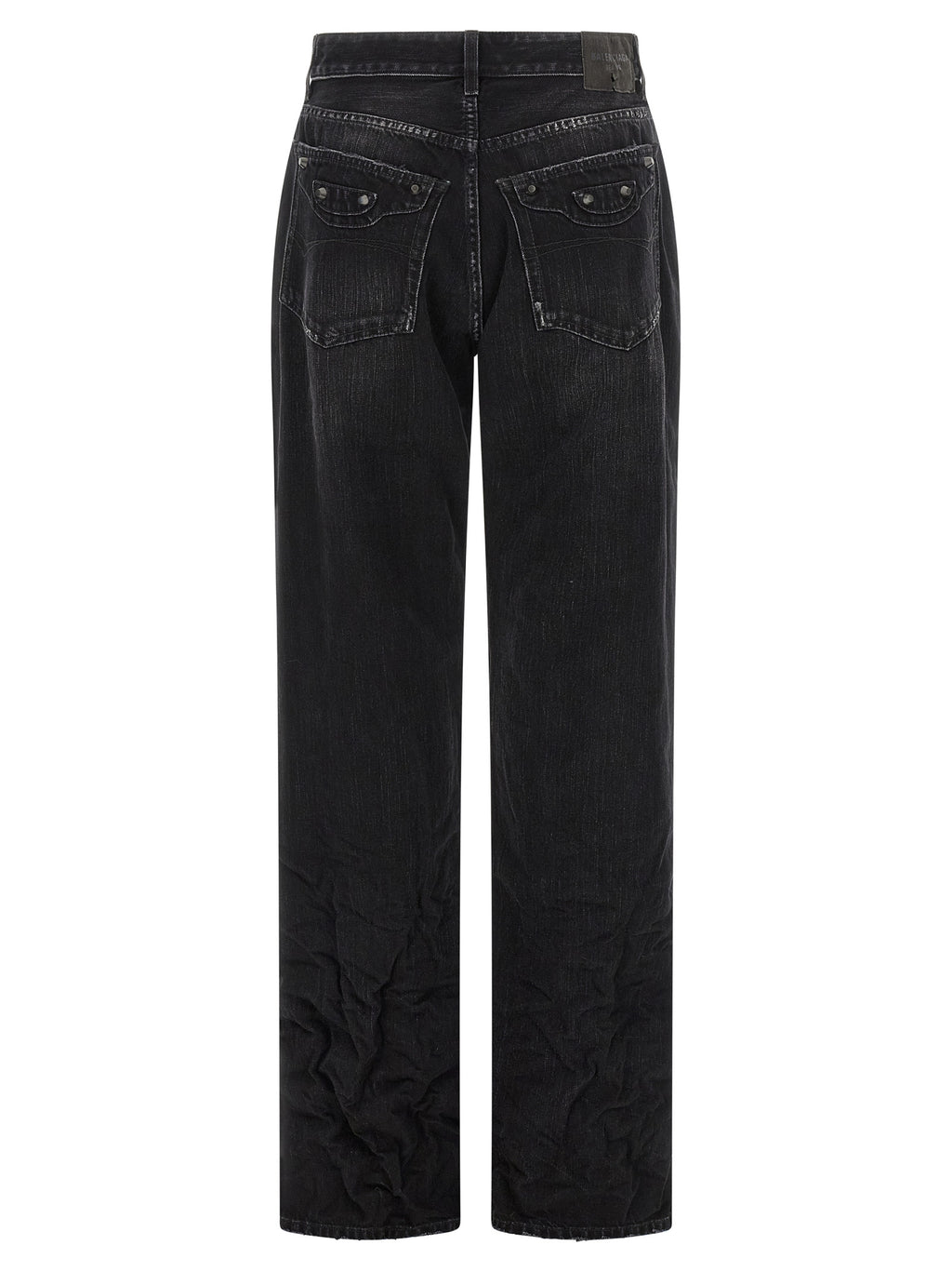 Black Cotton Straight-Leg Jeans