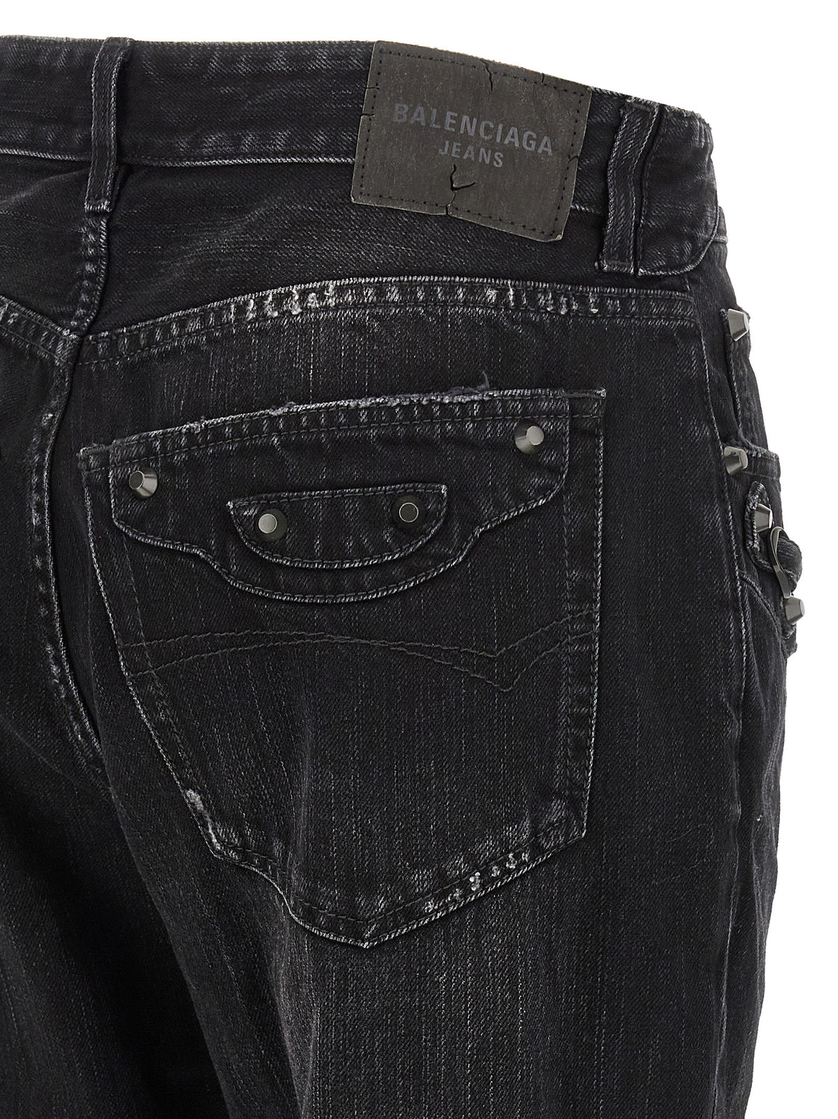 Black Cotton Straight-Leg Jeans