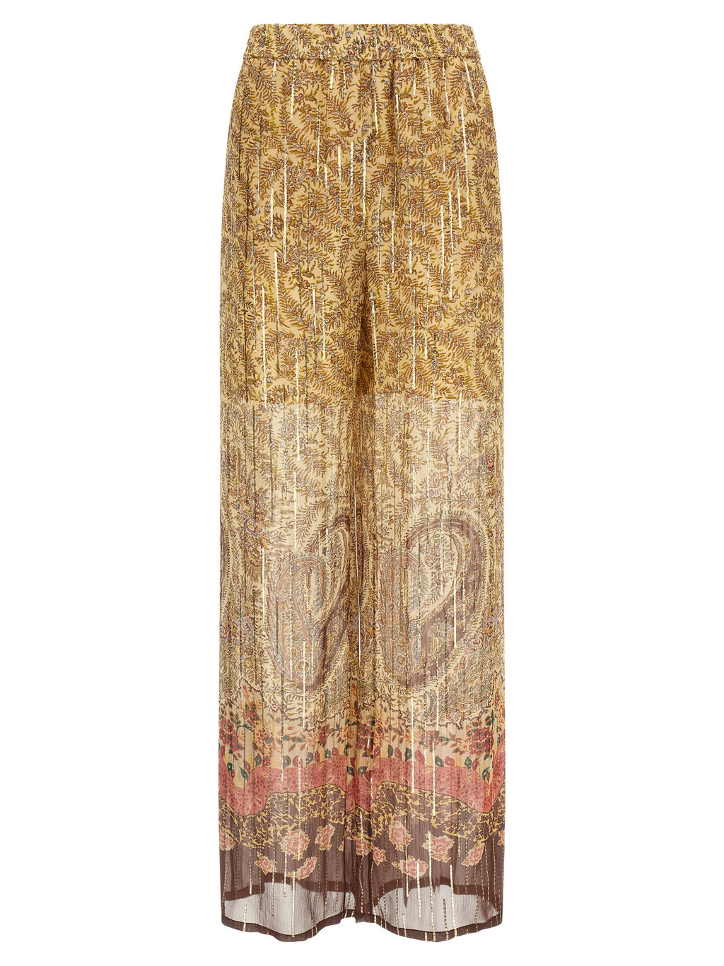 Multicolor Silk Casual Pants