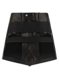 Black Calfskin Long Skirt