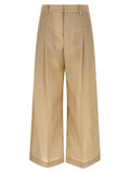 Beige Cotton Casual Pants