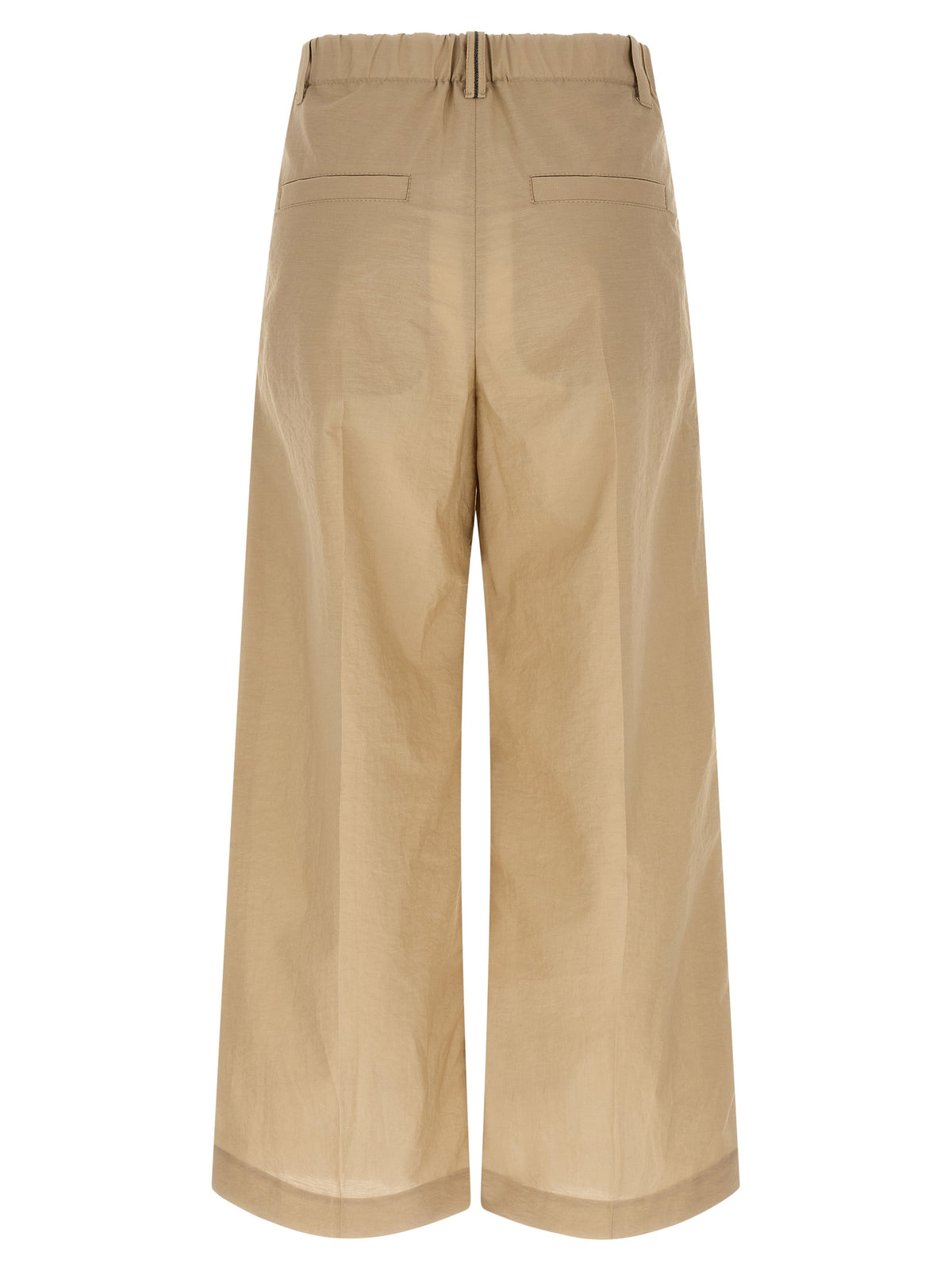 Beige Cotton Casual Pants