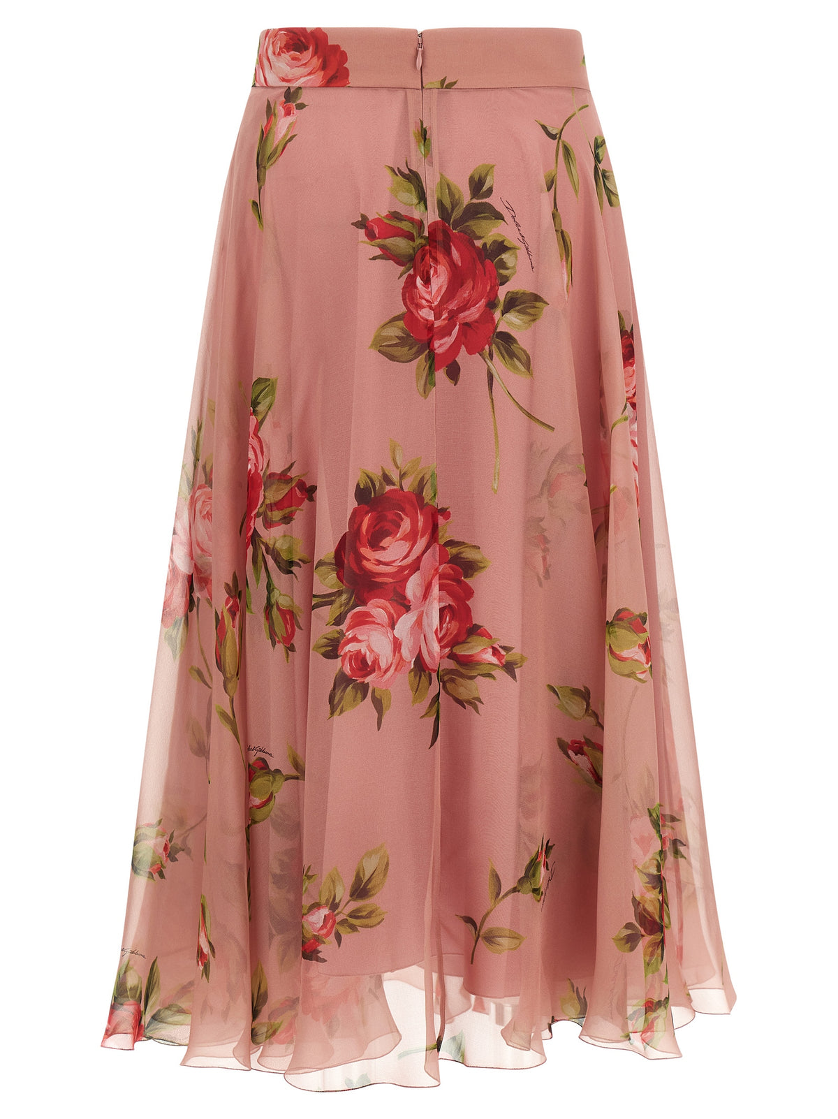 Multicolor Silk Midi Skirt