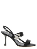 Black Viscose Stiletto Heel Sandals