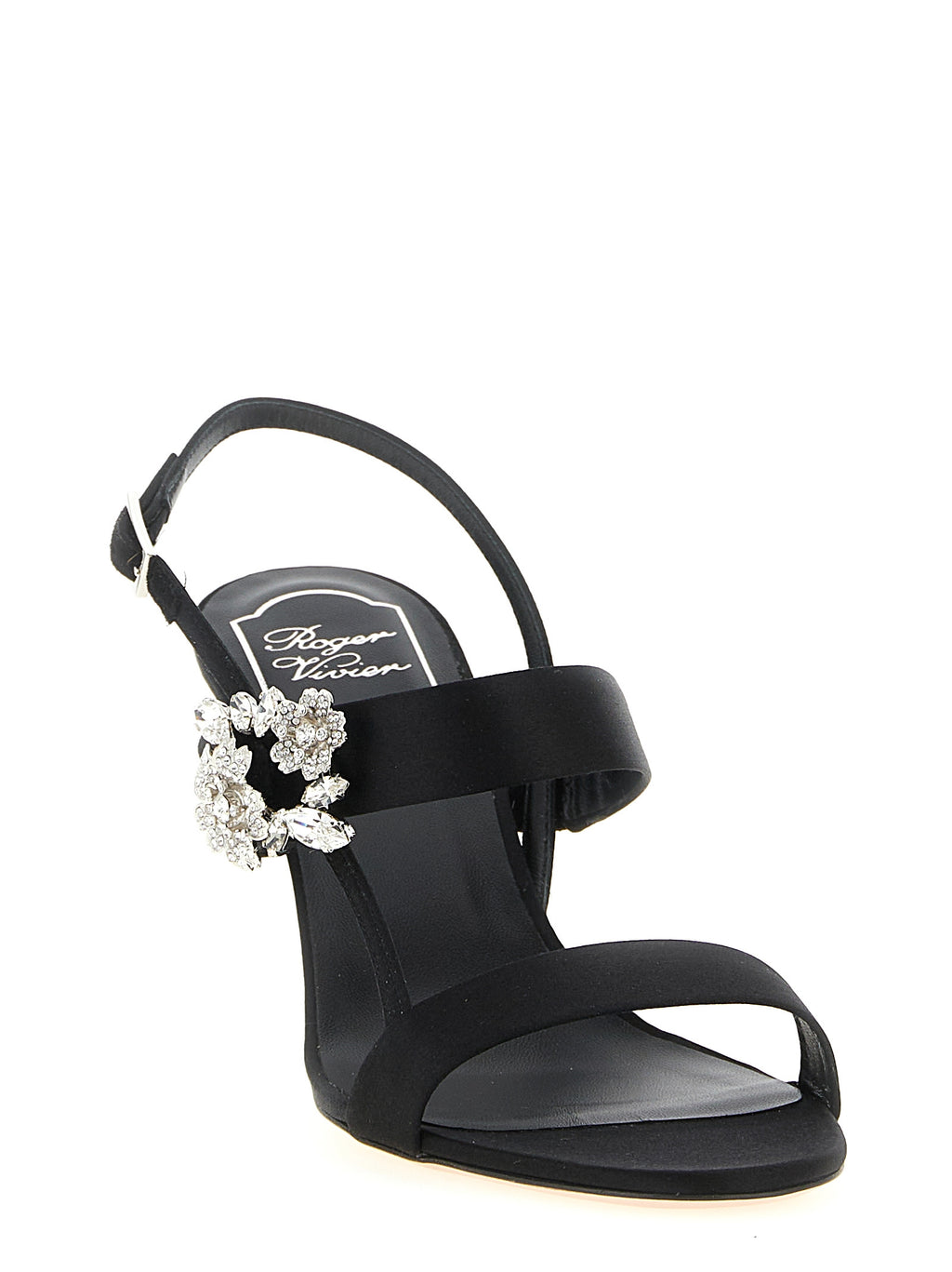 Black Viscose Stiletto Heel Sandals