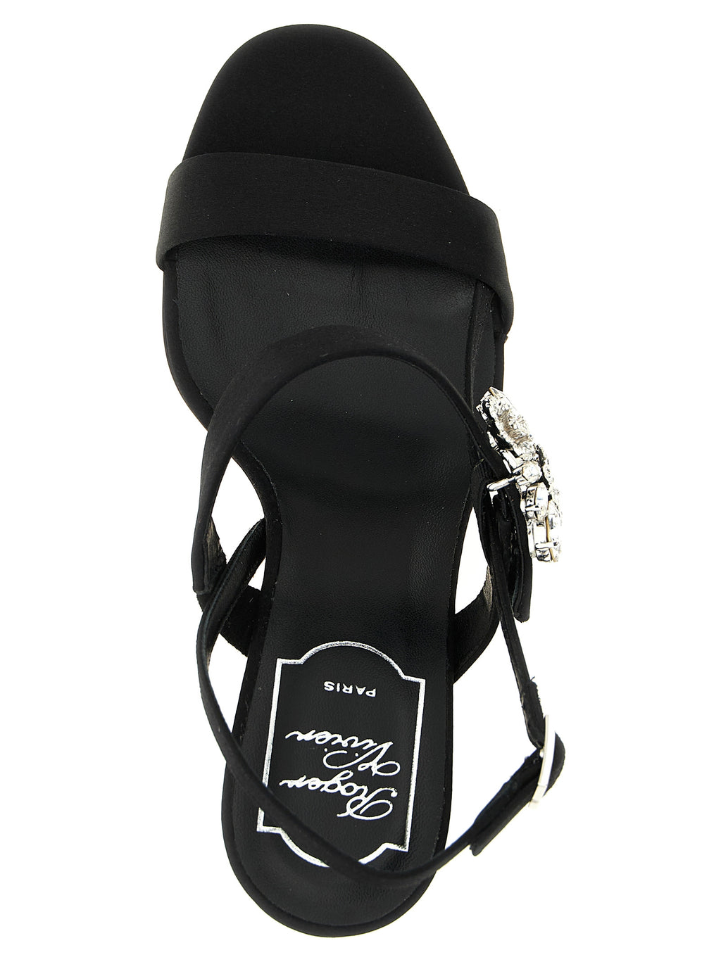 Black Viscose Stiletto Heel Sandals