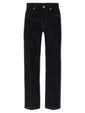 Blue Cotton Straight-Leg Jeans