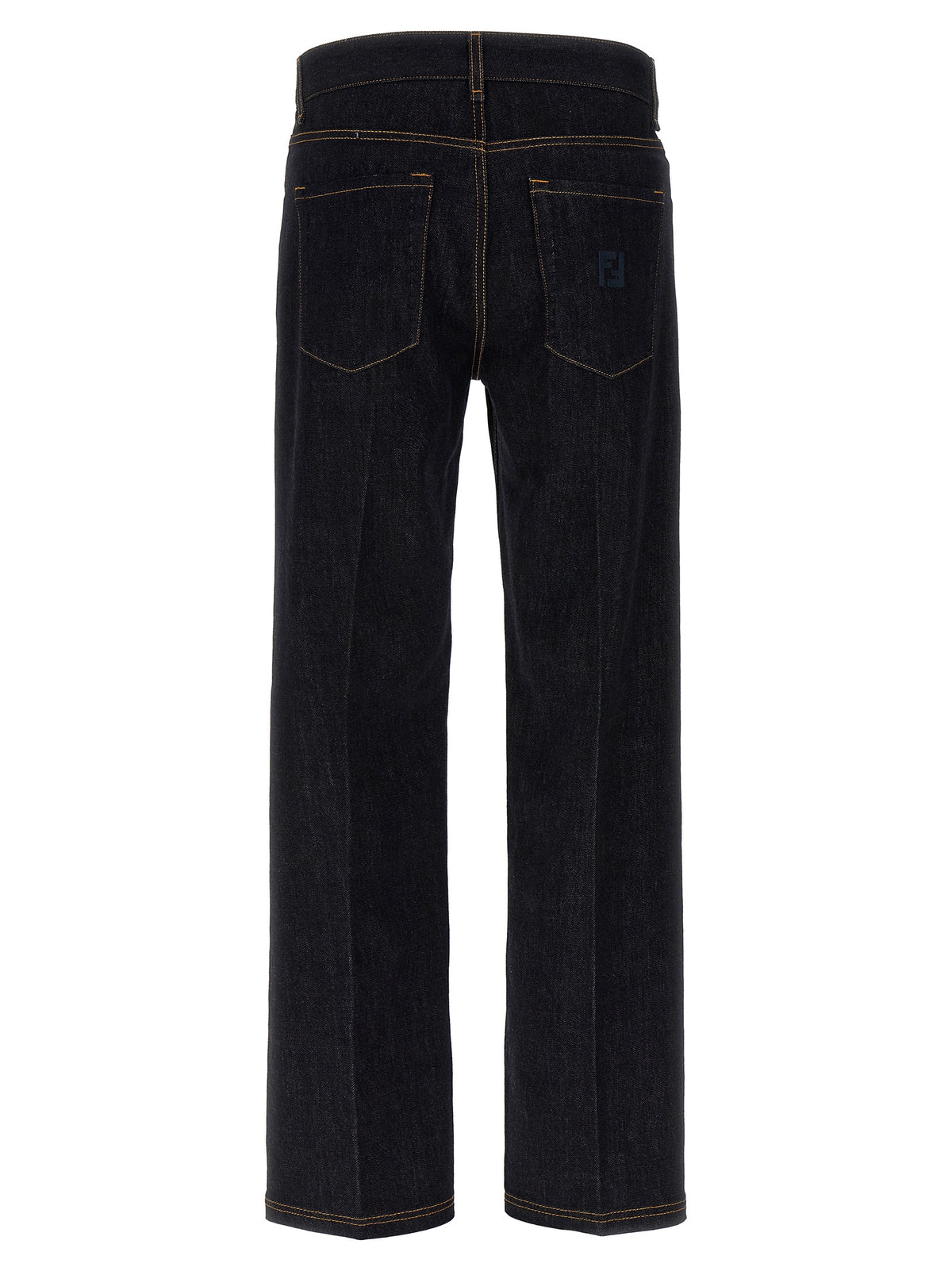Blue Cotton Straight-Leg Jeans