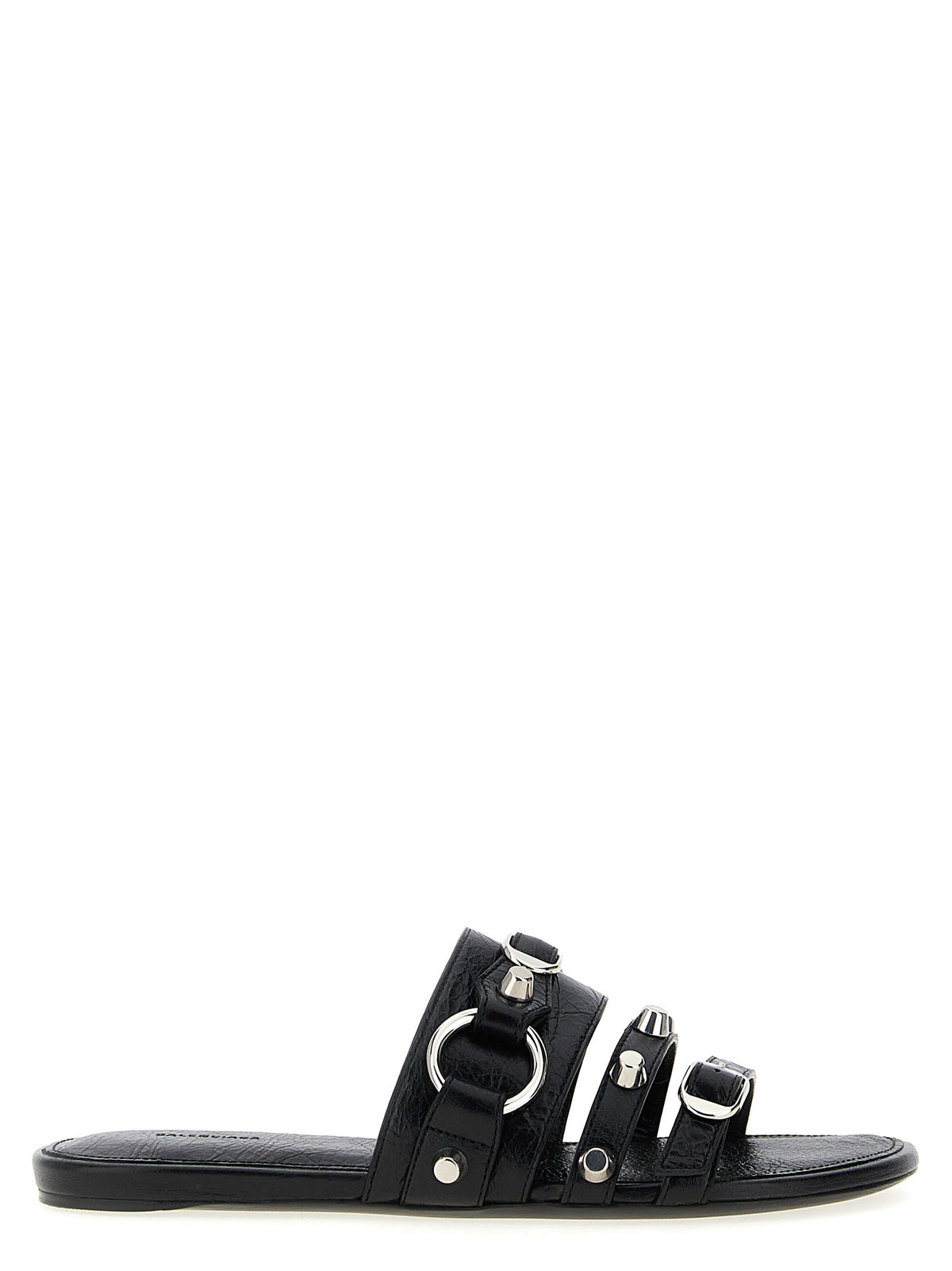 Black Lamb Leather Slides