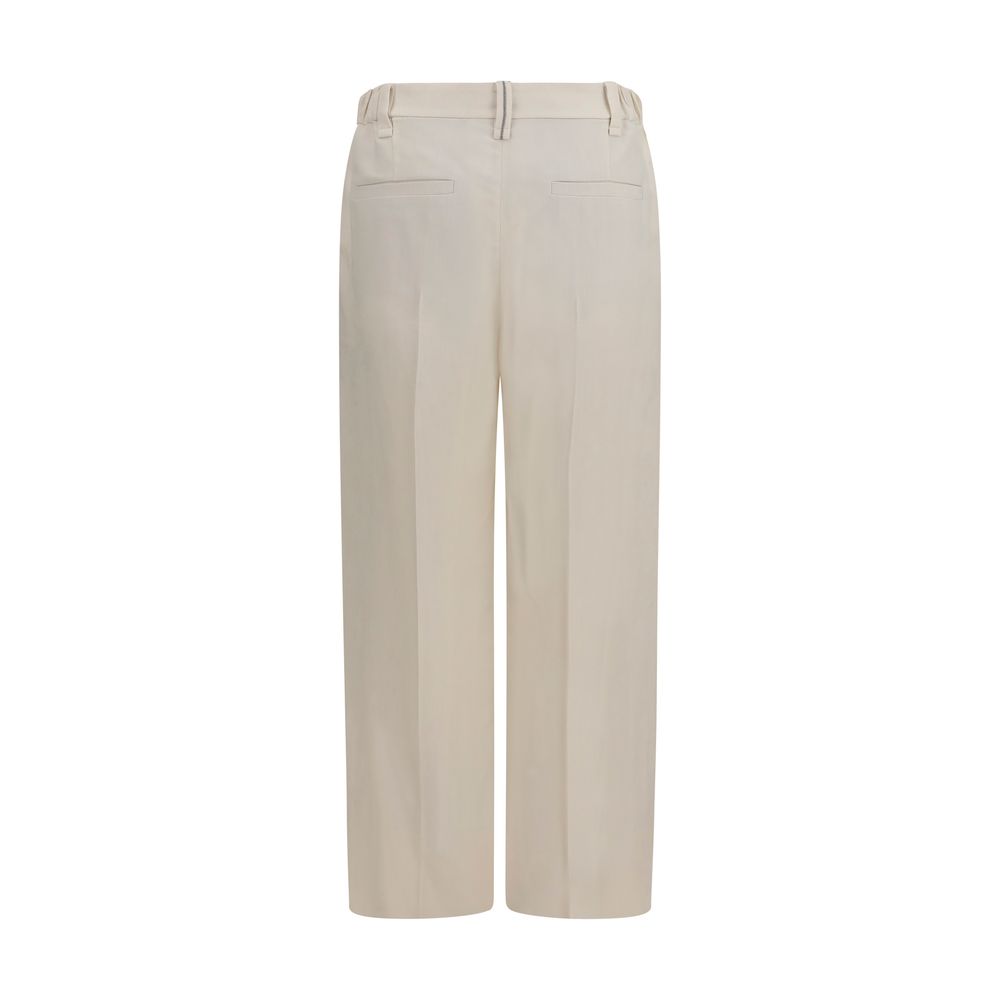 Beige Viscose Casual Pants