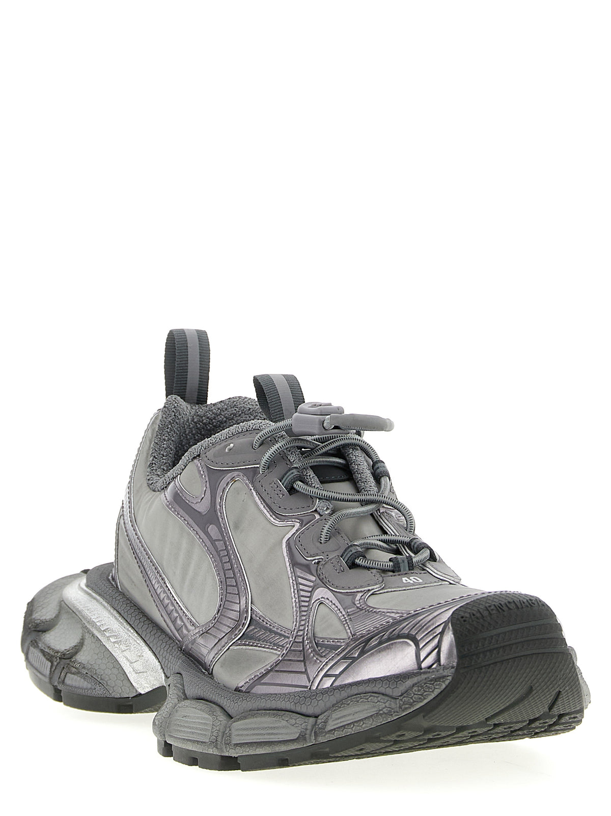 Gray Polyester Athletic Sneakers