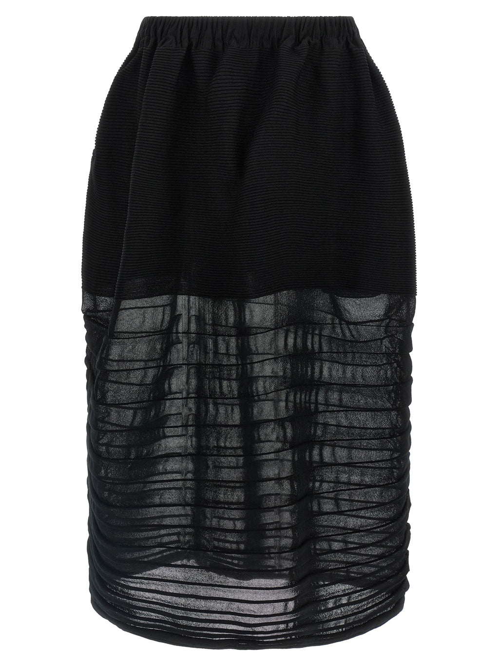 Black Polyester Midi Skirt