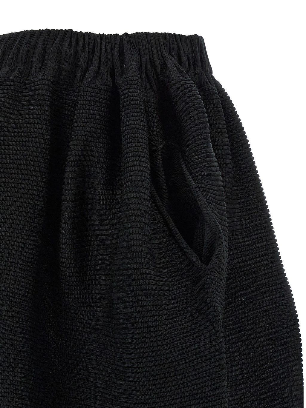 Black Polyester Midi Skirt