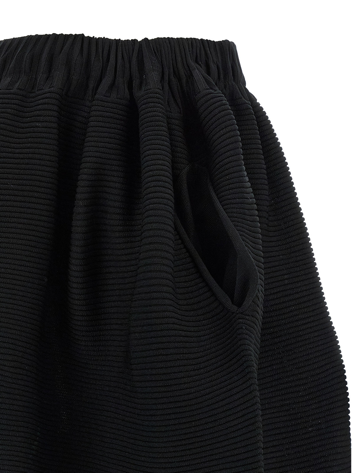 Black Polyester Midi Skirt