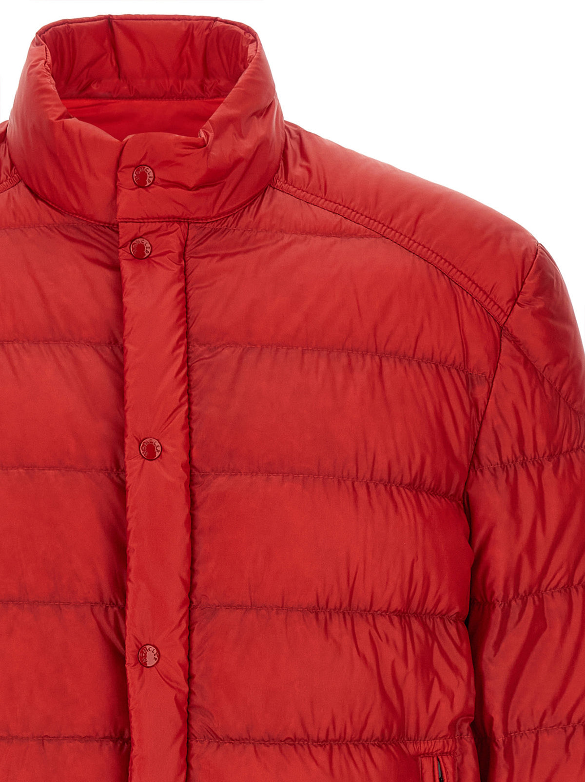 Red Polyamide Full-Length Jacket