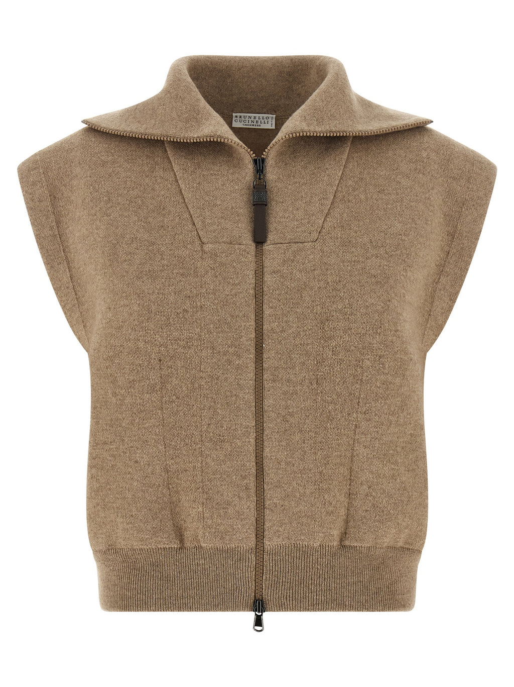 Beige Cashmere Sleeveless Jacket