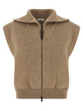 Beige Cashmere Sleeveless Jacket