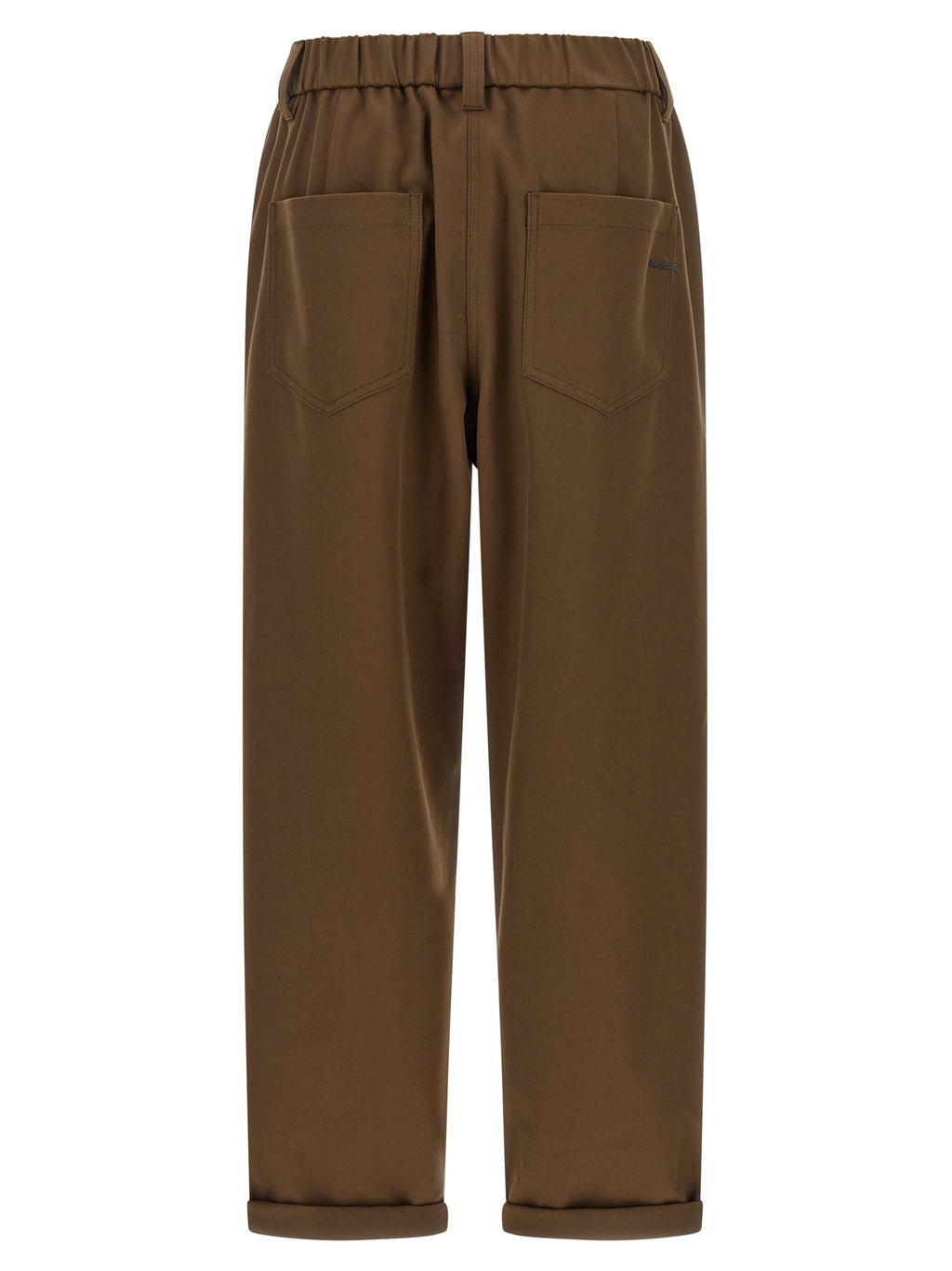 Brown Cotton Casual Pants