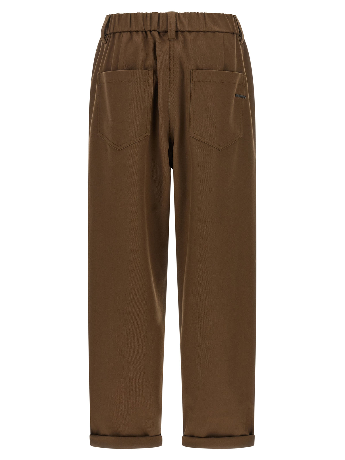 Brown Cotton Casual Pants