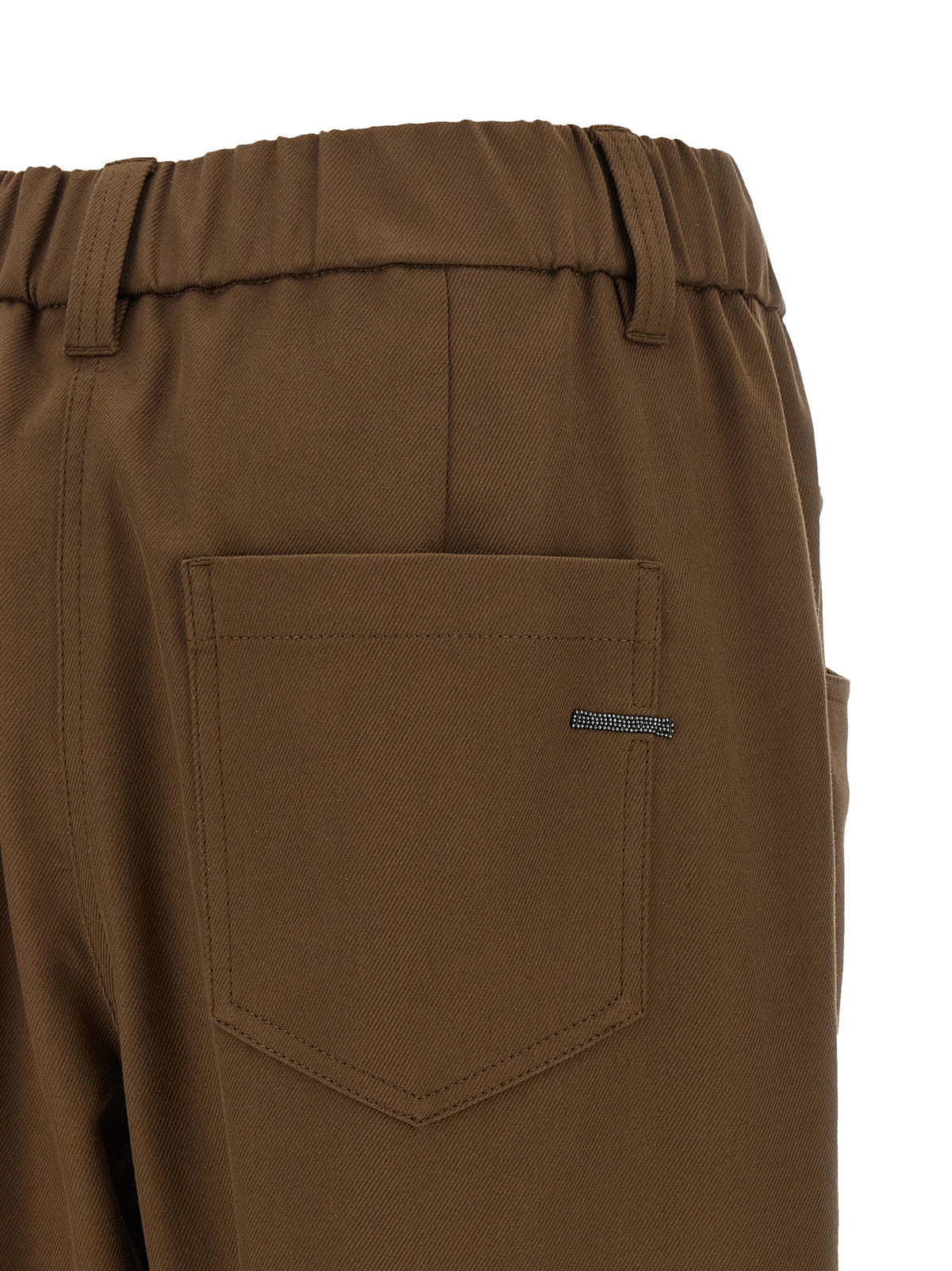 Brown Cotton Casual Pants