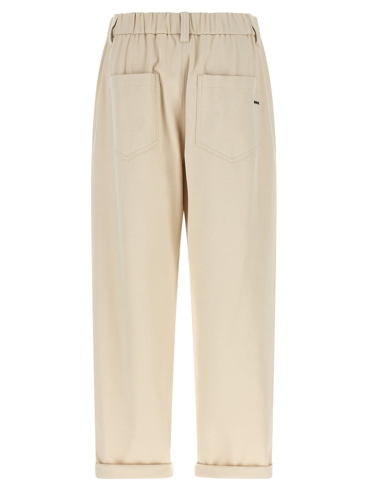 Beige Cotton Casual Pants