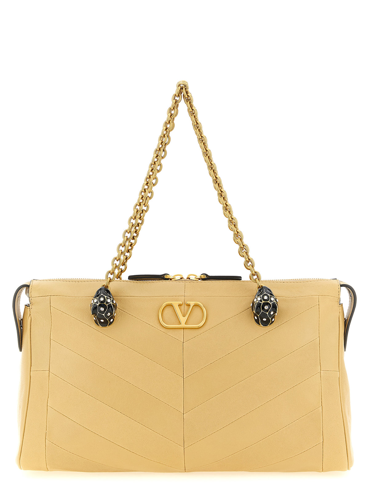 Beige Lamb Leather Shoulder Bag