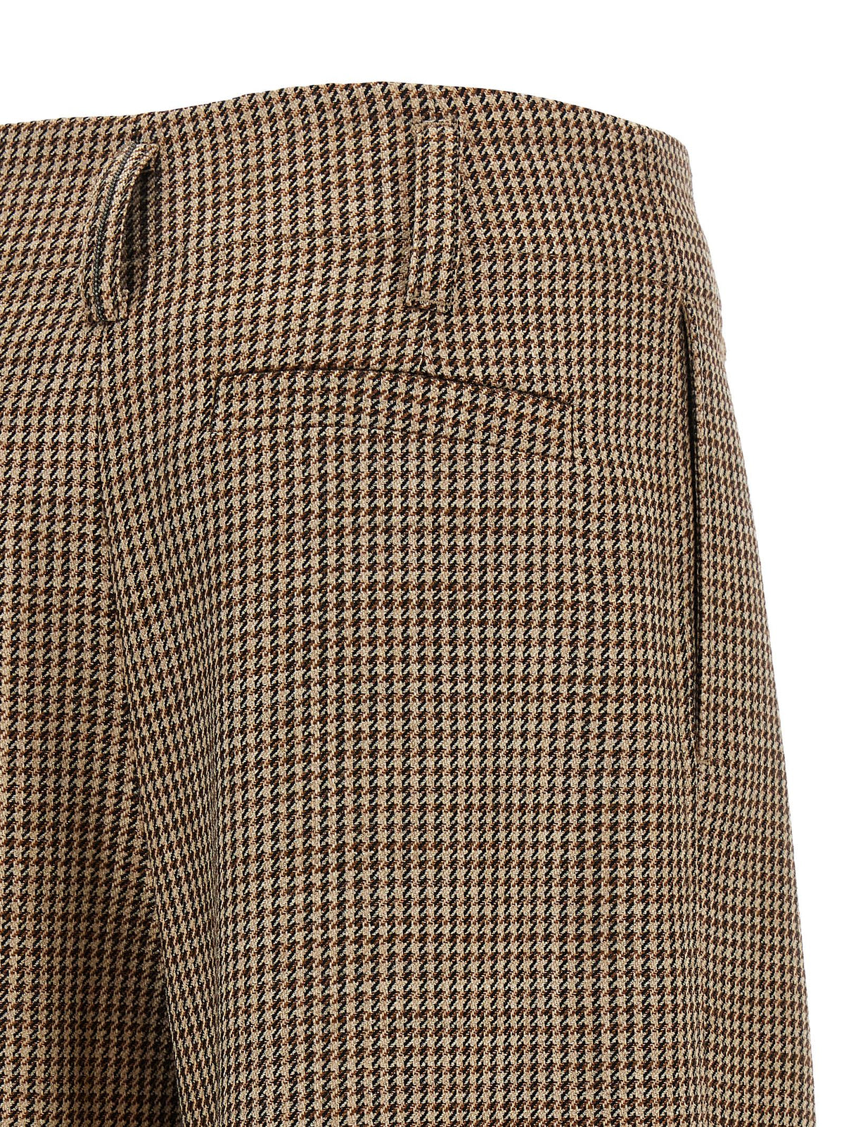 Brown Virgin Wool Flared Pants