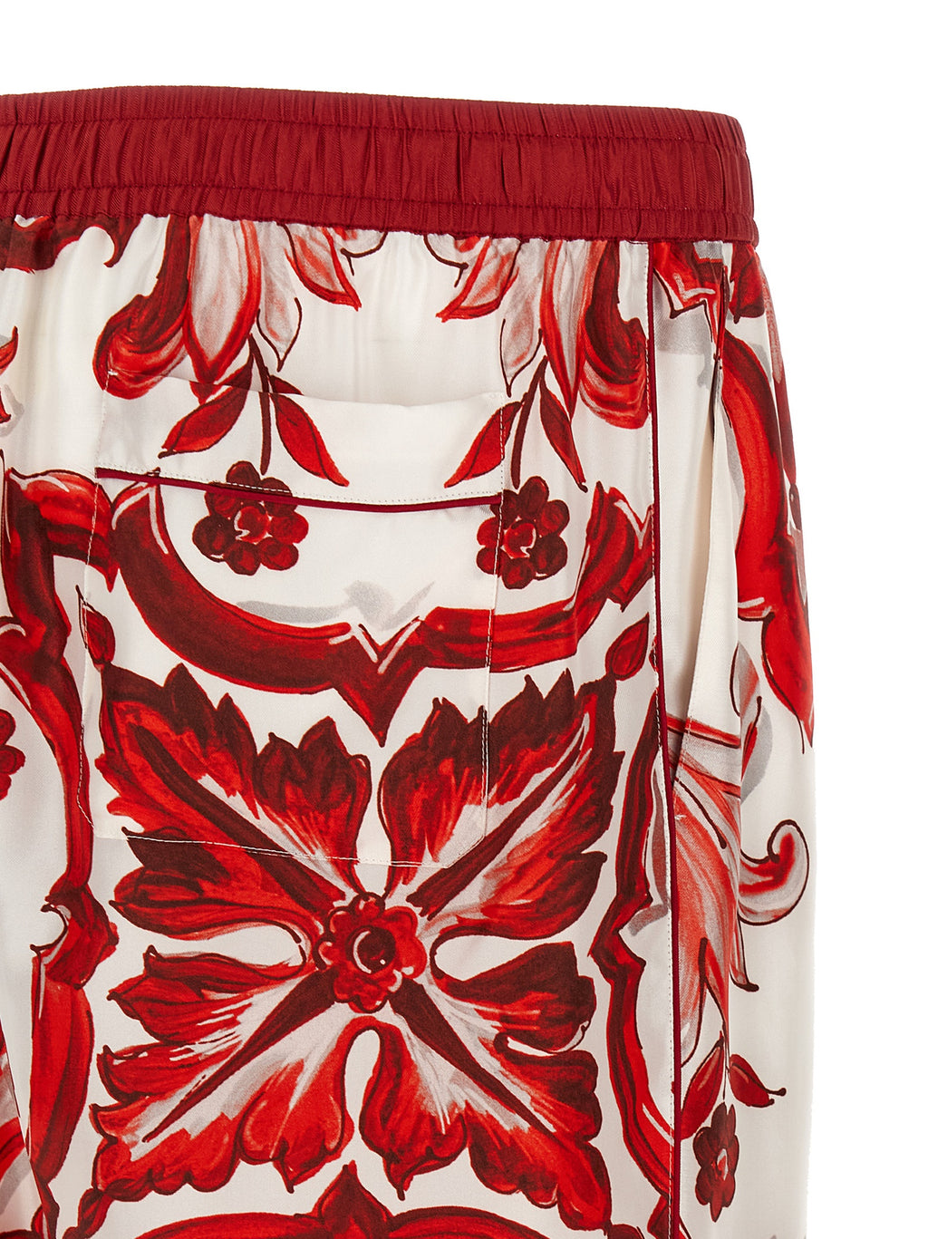 Red Silk Casual Pants