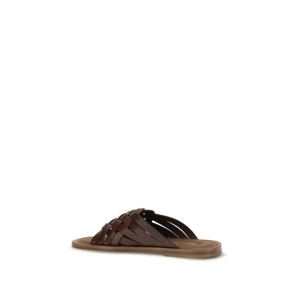 Brown Calf Leather Bos Taurus Flat Sandals