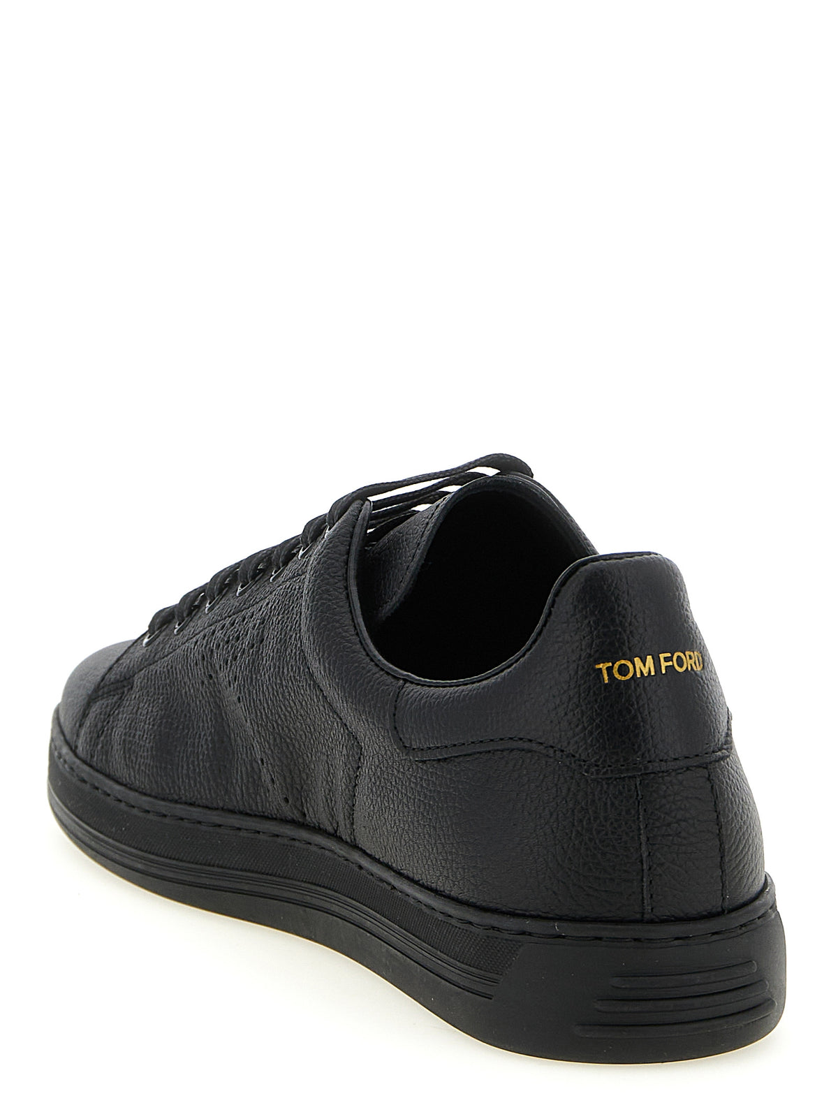 Black Leather Low Top Sneakers