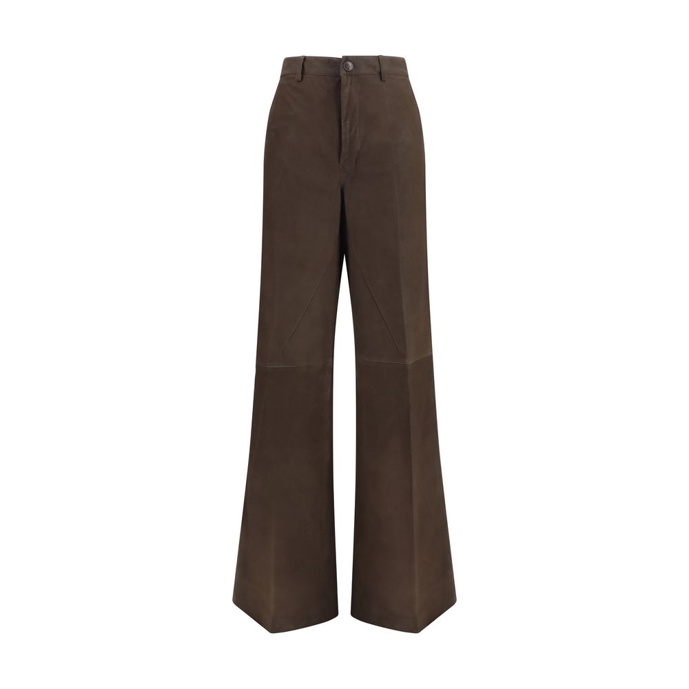 Brown Calf Leather Bos Taurus Casual Pants